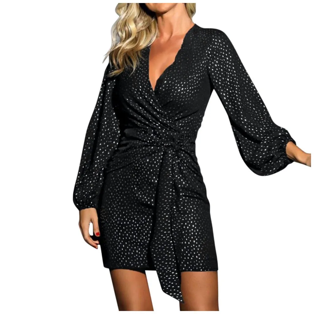 Новое модное женское сексуальное Клубное вечернее мини платье с v образным