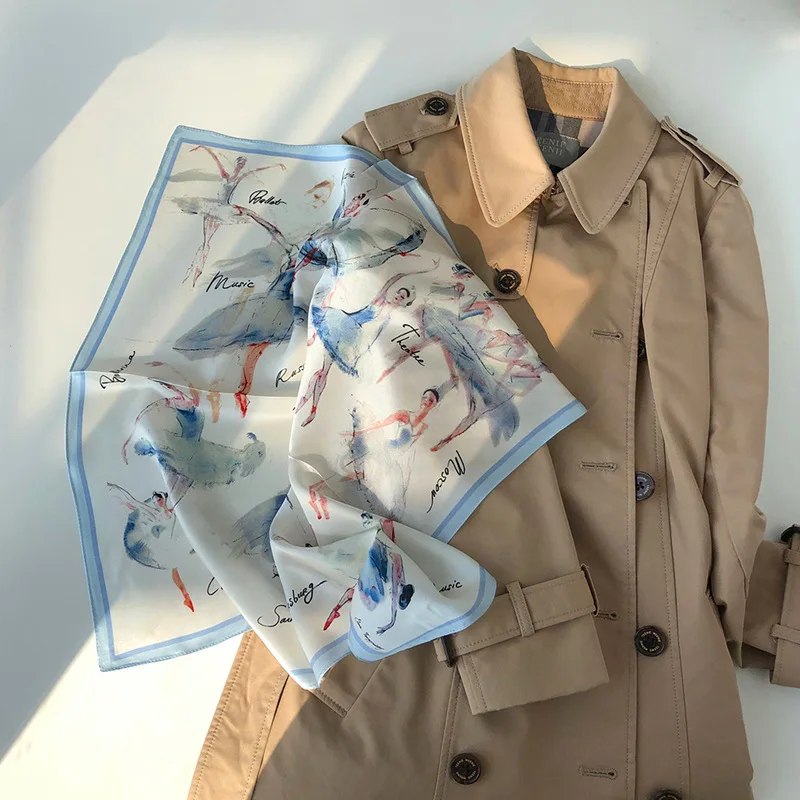 

Brand 2022 Winter Scarf 100% Silk Scarves Spring Square Satin Hijab Small Squares Female Pashmina Poncho Foulard Bandana Shawl