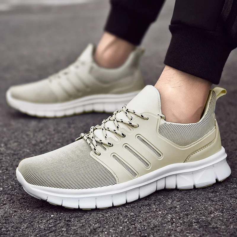 Мужские сетчатые кроссовки на шнуровке черные легкие дышащие Повседневная