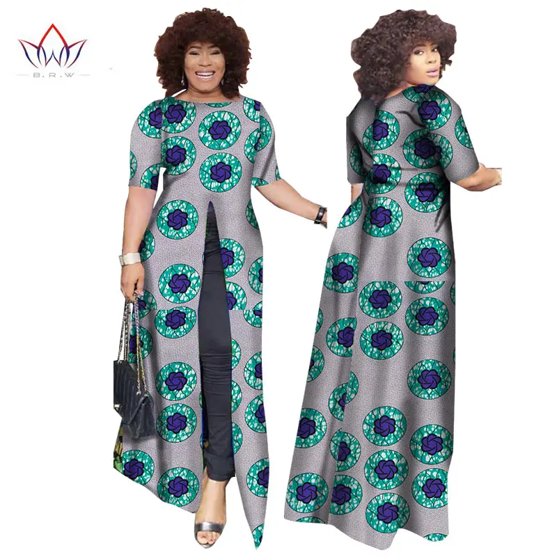 Африканский dashiki африканских платья повседневные Прямые сплит печати Африканский принт хлопок Одежда Сорочка африканского Femme brw WY852 - Цвет: 15
