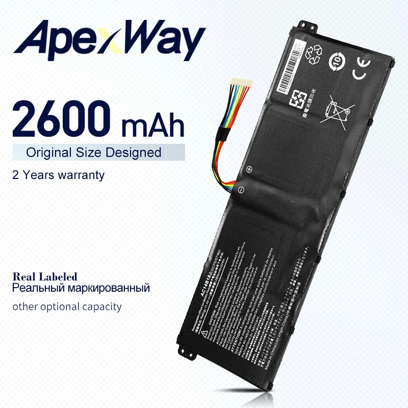 Аккумулятор для ноутбука 11 4 в AC14B18J KT.0040G.004 Acer Aspire E3-112 E5-731 R13 V13 E5-771 TravelMate X349 2600mAh |
