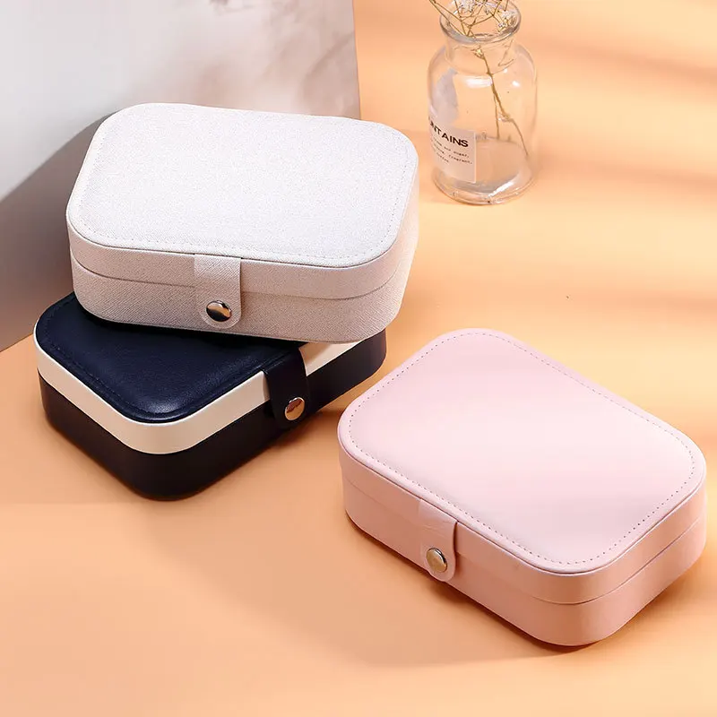 

Korean Portable Design High grade PU Leather Earrings Storage Casket Newest Jewelry Box Portable Detachable Jewelry Organizer
