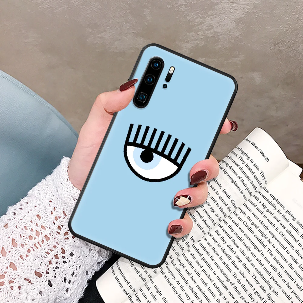 

Hot Chiara Ferragni Eyes Phone Case For Huawei P Mate Smart 10 20 30 40 Lite Z 2019 Pro black Cell Luxury Waterproof Soft Prime
