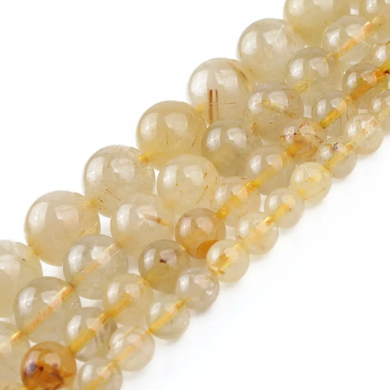 Круглые Бусины Из Натурального золота с рутилированным кварцем для ювелирных