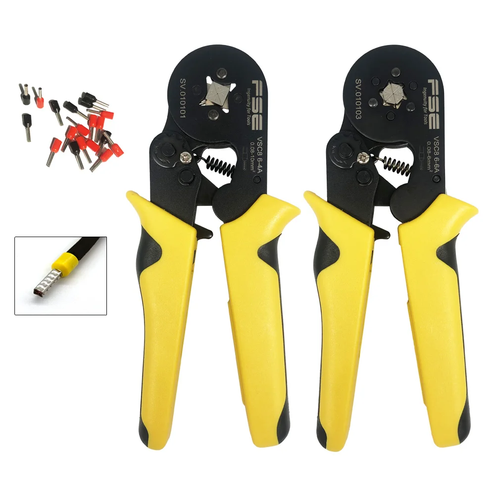 

Vsc8 6 - 4A 6 - 6A 0.08 - 10mm² AWG 23-7 Tubular Terminal Crimper Portable Electrical Tool