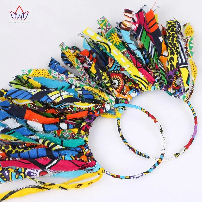 Summer African Earrings Fashion Women Africa Handmade Statement Circle Jewellery Print Wax Fabric Accessories | Тематическая одежда