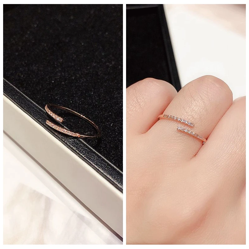 Изысканное открытое ювелирное изделие из розового золота с фианитами|Кольца| |