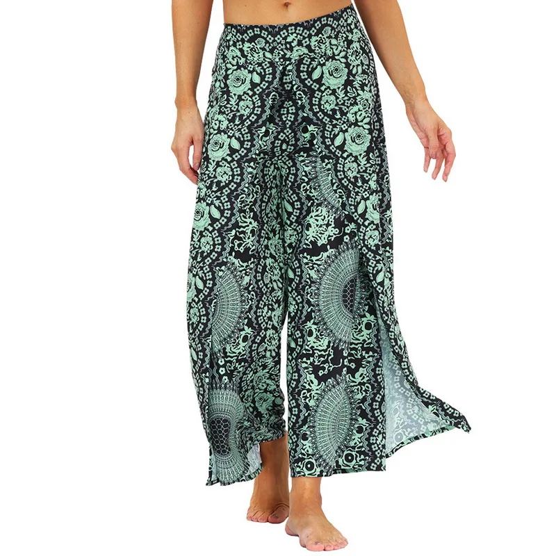 

Womens Palazzo Casual Yoga Pants，Slit Wide Leg Pants Casual Beach Boho Vintage Hippie Bohemian Pilate