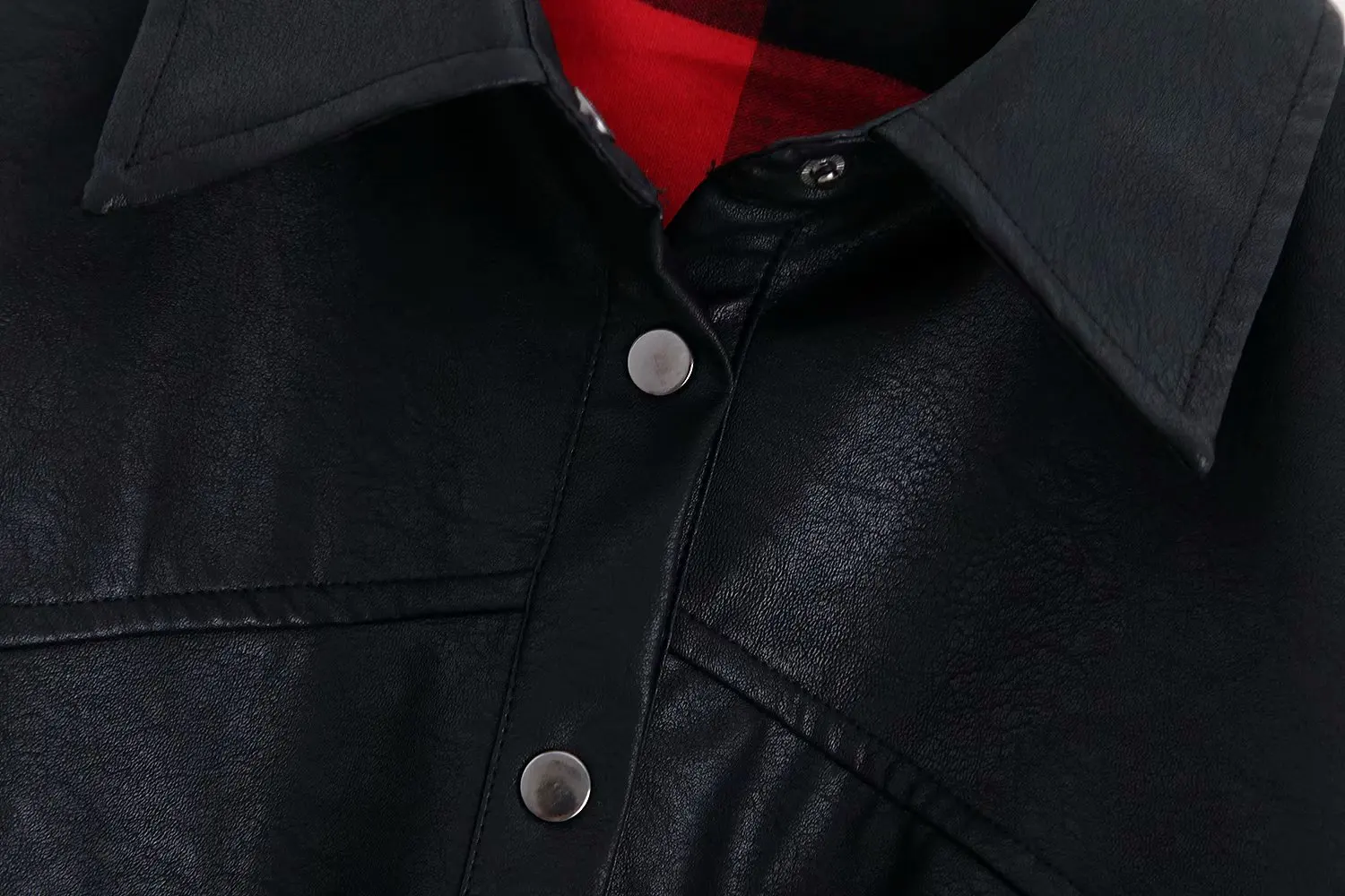 Imitation leather Jacket Belt Single Breasted Slim Long Jacket Women Streetwear Black Button Coat Windbreaker