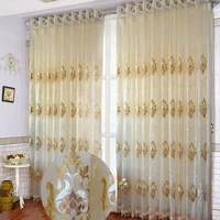 luxury beige embroidered tulle curtains for living room window high quality european style bedroom balcony decorations