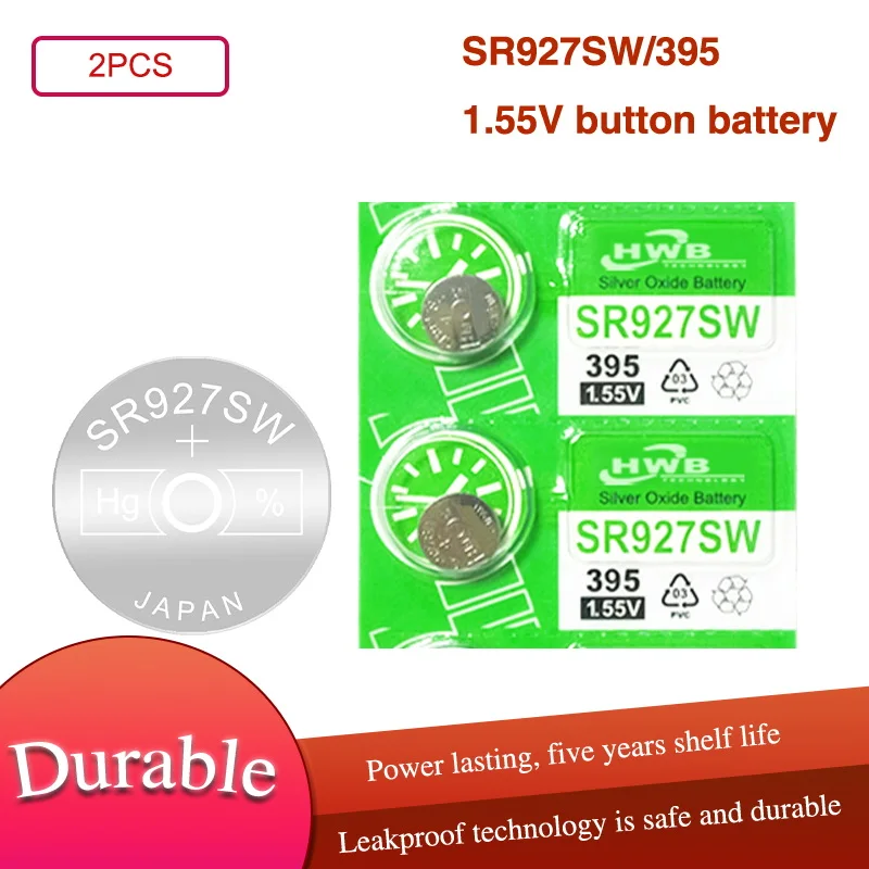 

2 шт./лот 395, 100% оригинальный новый аккумулятор из оксида серебра для часов, долговечный, SR927SW LR57 LR927 AG7, Кнопочная монетница
