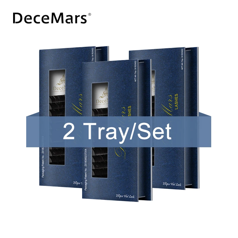 DeceMars 2 лотка/набор Ellipse наращивание ресниц 0 15 мм D Curl плоский светильник ресницы