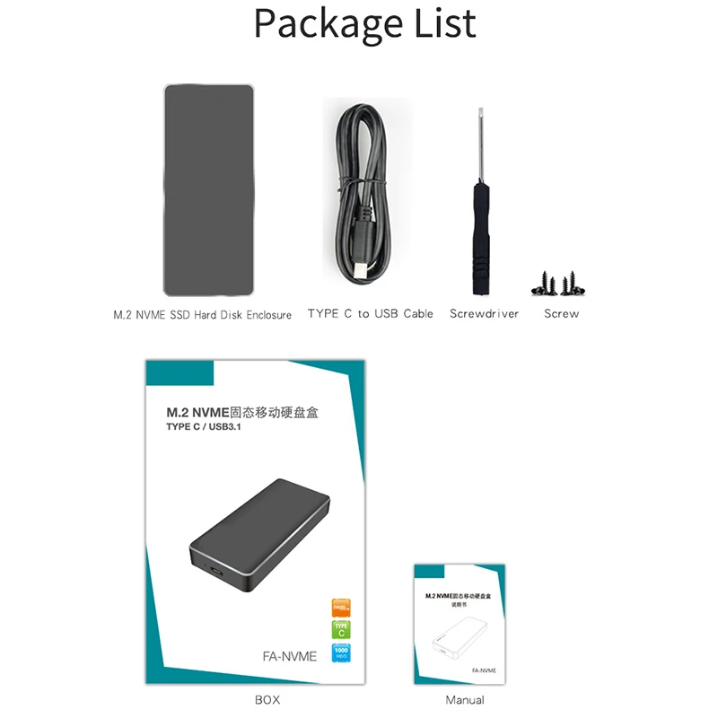 

Acasis NVME M.2 SSD Enclosure Case USB3.1 GEN2 10Gbps SSD Mobile Hard Disk Drive Box External Enclosure Case for M2 SSD Case