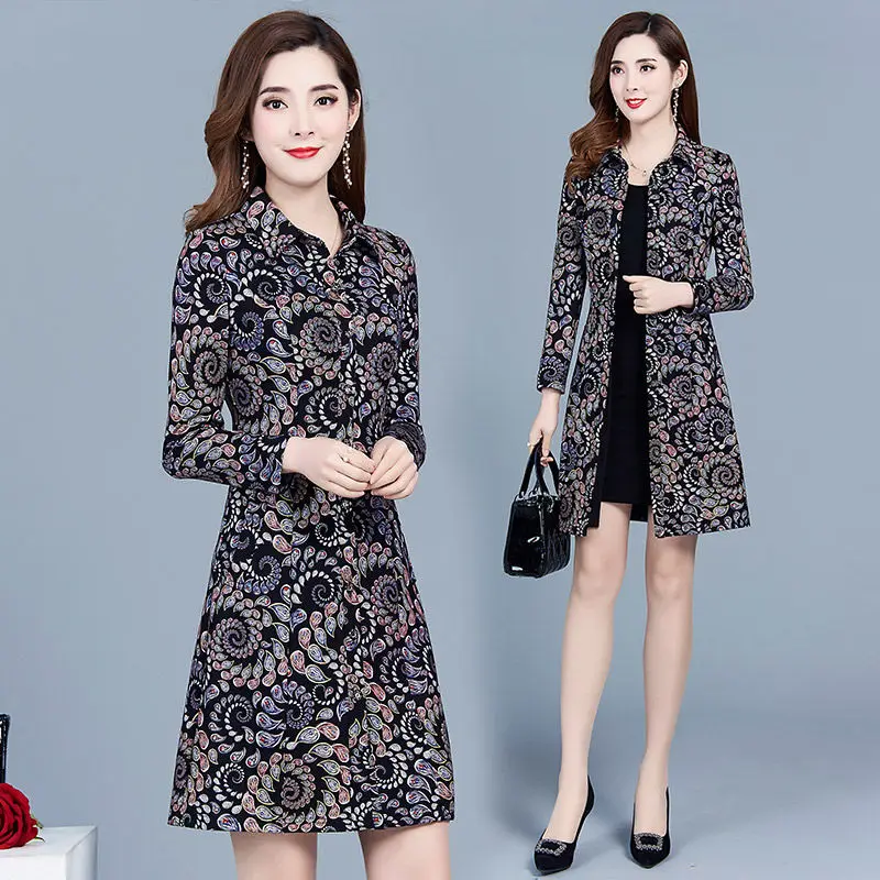 

Flower and Color Windbreaker New Spring and Autumn Popular Korean Style Mid-length and Waist Fashion Large Size Jacket Women