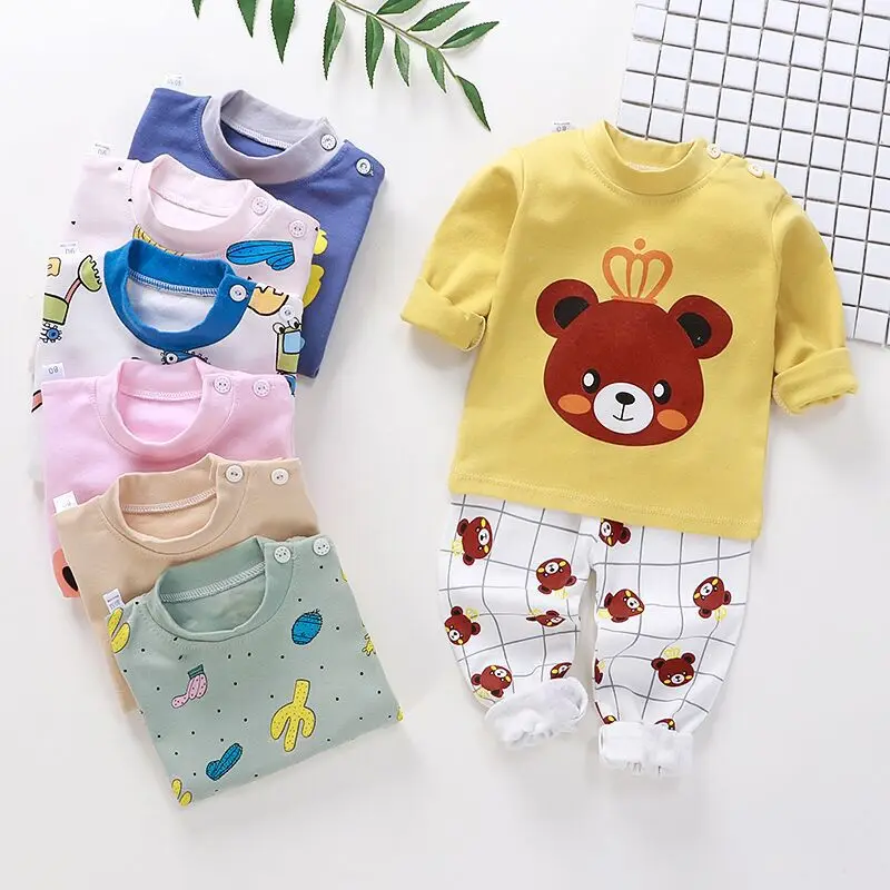 Детский пижамный комплект Весенняя домашняя хлопковая детская пижама с длинными