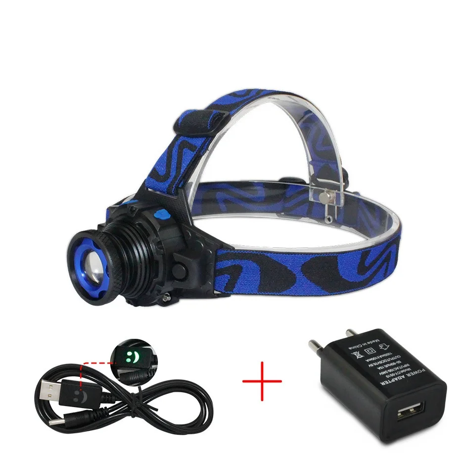 

Q5 Headlight Camping Lantern Head Lamp Zoomable Waterproof 3 Modes Headlights LED Headlamp USB Rechargeable One button switch