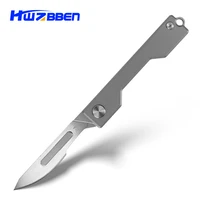 hwzbben outdoor emergency scalpel knife with 10pcs no 24 blades titanium alloy folding utility knife edc portable tool knife
