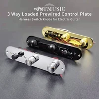 3 way wired loaded prewired control plate harness switch knobs for electric guitar blackgoldchrome