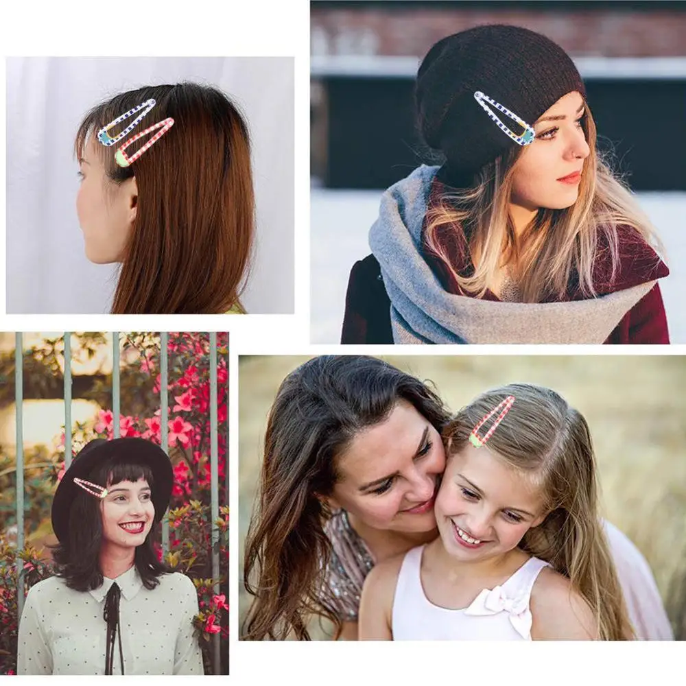 

New fashion female girl hollow water drop rectangular hairpin printing headband hairpin tin hairpin foil hairpin sequin hea F7P7