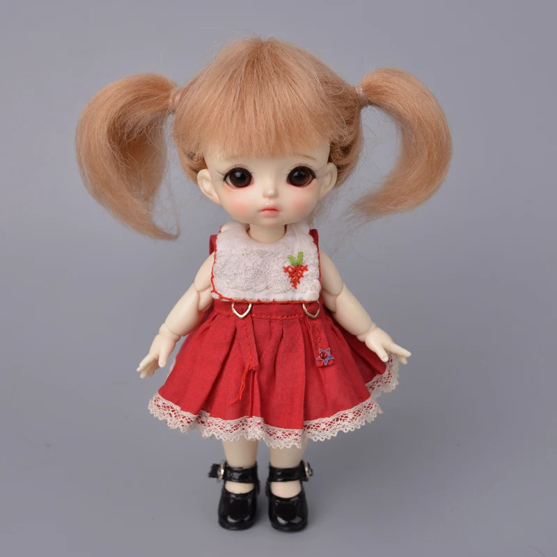 

MUZIWIG 1/8 DIY BJD Doll Wig Long Curly Bangs Natural Color Mohair Wig Double Tail Cute Style Doll Accessories For DIY BJD Doll