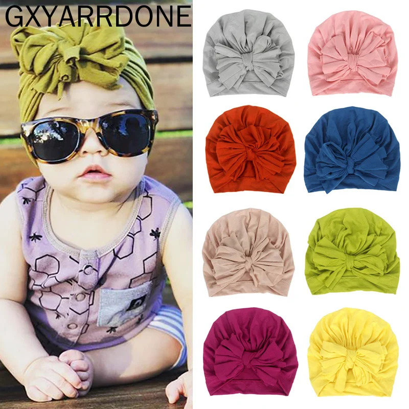 

16 Colors Baby Hat Cotton Bow Turban Hat Baby Photography Props Kids Beanie Infant Accessories Baby Cap for Girls Boy Child Hats