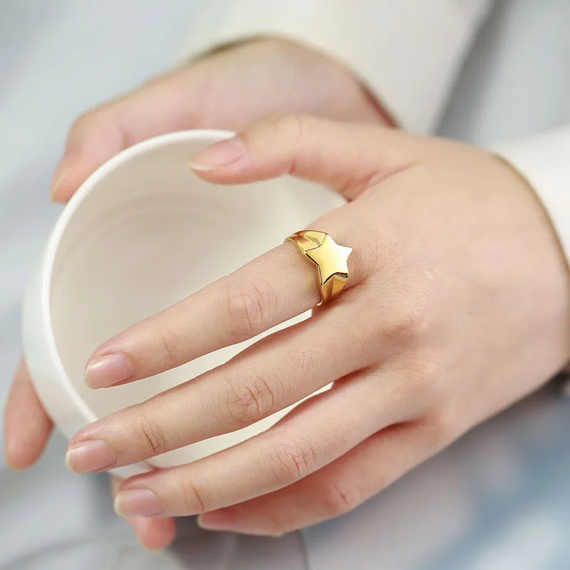 Женское кольцо с пятиконечной звездой из нержавеющей стали 316L Индивидуальные