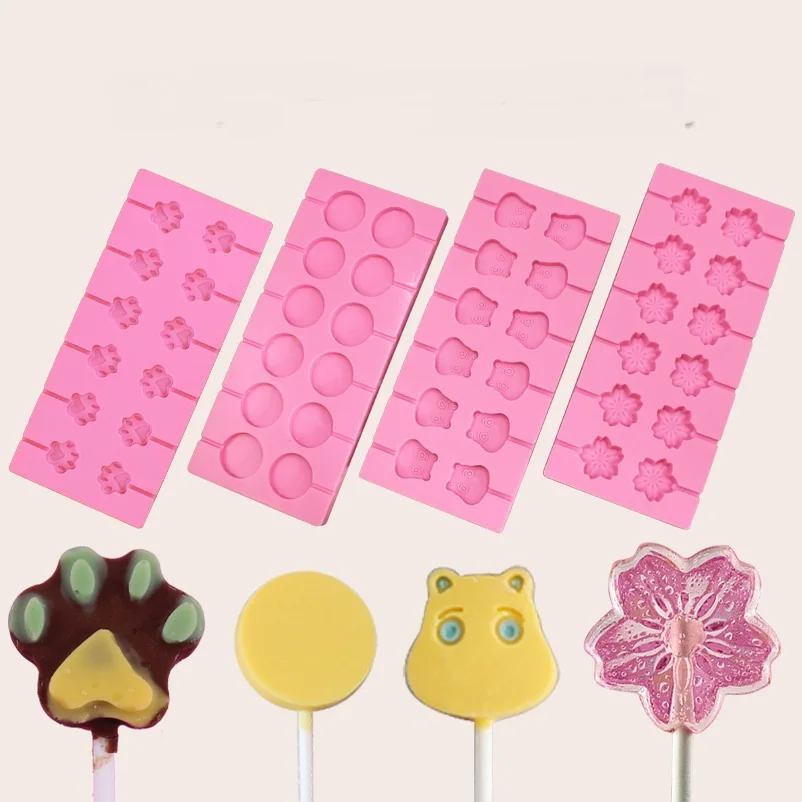 

12 Holes Large Round Lollipop Silicone Molds With 20 Pcs Sticks Chocolate Candy SugarCraft Gummy Moulds Cake Decorating Tools