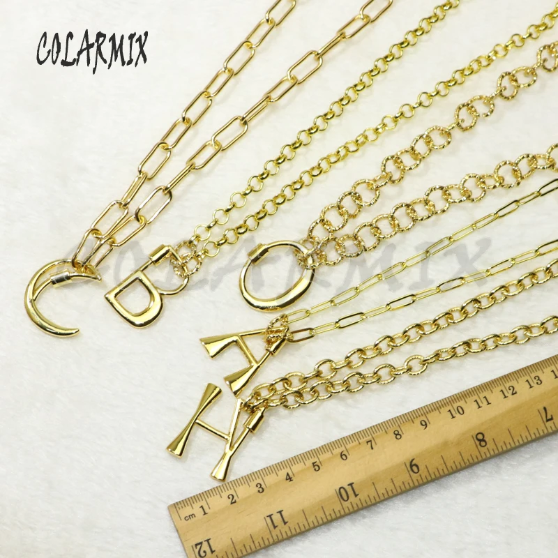 

6Pcs Wholesale Metal letter pendant necklace alphabet pendant necklace High quality wholesale jewelry Chain necklace50475