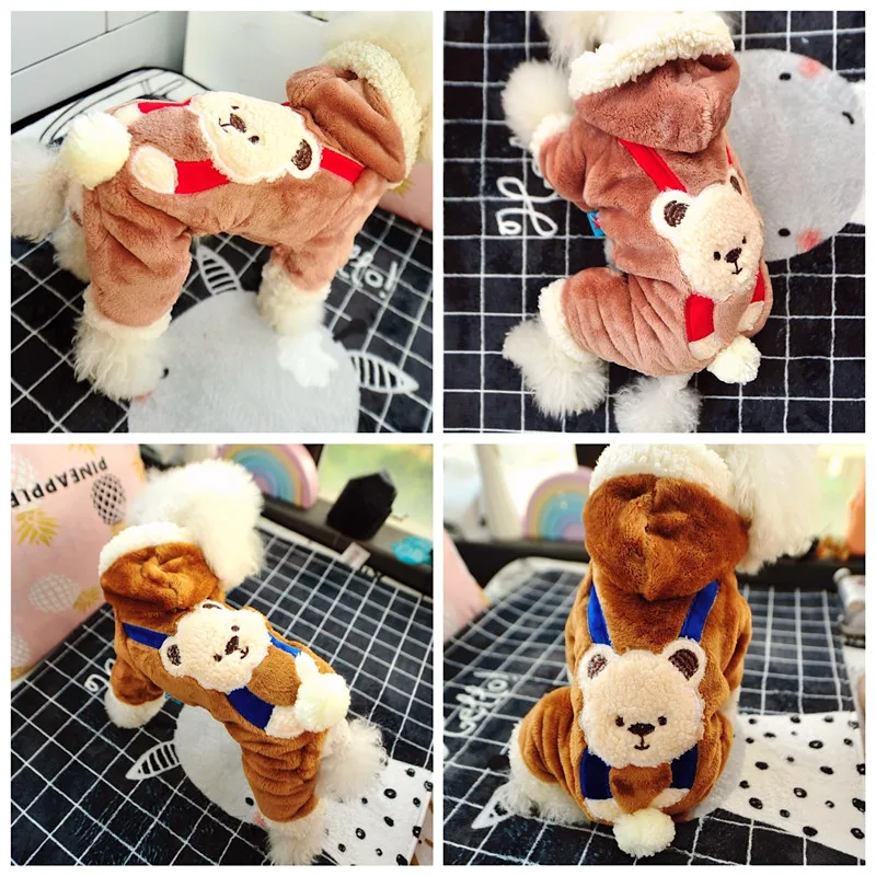 Меховая шапка для собак Комбинезоны зимние с милыми бубонами домашних животных