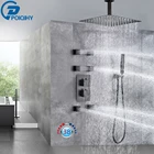 POIQIHY Ванная комната душевой набор матовый черный дождь смеситель для душа настенный потолку или стене термостатический клапан Системы для детей от 8 до 16 