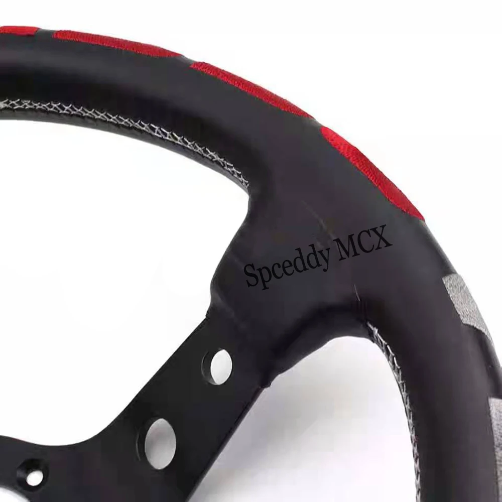 Spceddy MCX Универсальный 13 дюймов 330 мм Натуральная кожа гоночный руль вышивка
