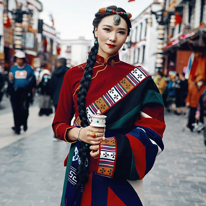 Новинка 2021 тибетское платье Bangji Meiduo с длинными рукавами в национальном стиле