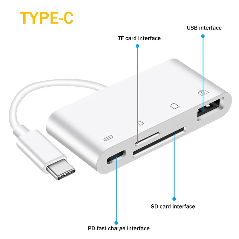 Мультиадаптер Type-C для зарядки PD usb-разъем SD TF CF картридер ноутбука HUAWEI Xiaomi кабель