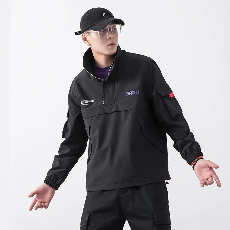 Мужская приталенная куртка пуловер с воротником стойкой|Мужские куртки| |