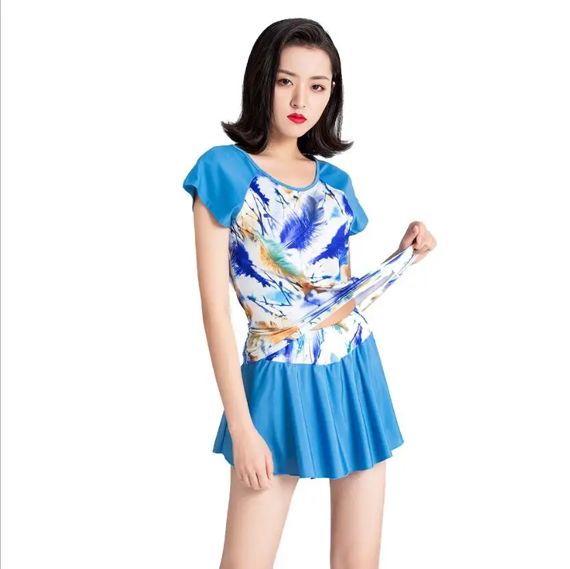 Раздельные цветочные бикини 2019 купальник с коротким рукавом и юбкой скромные