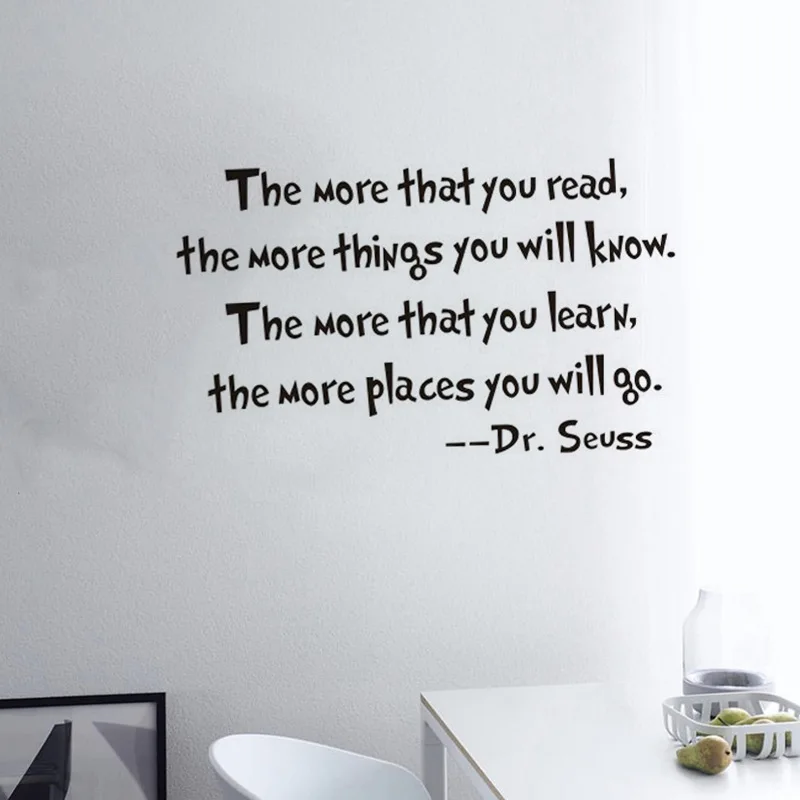 

Removable Dr Seuss Wall Sticker Inspirational Education Black Wall Decals Stickers Decor Bedroom Living Room Classroom Offices