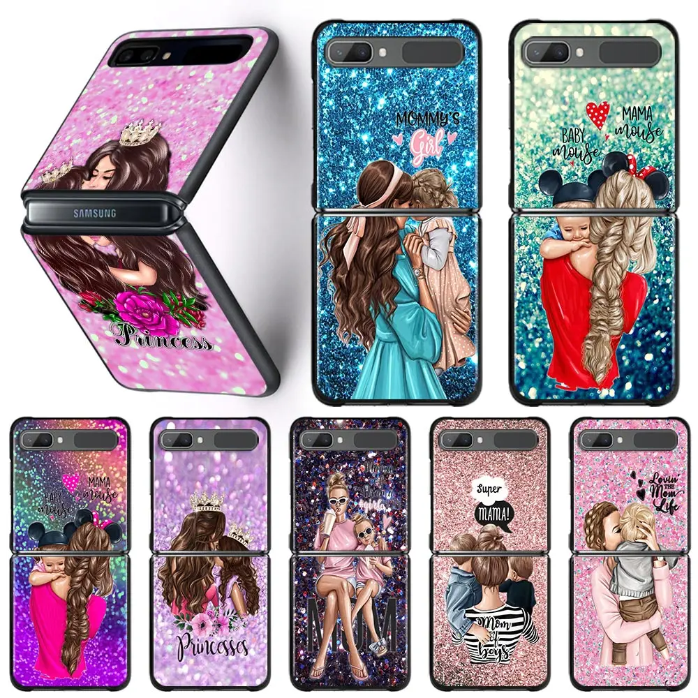 

Phone Case For Samsung Galaxy Z Flip3 5G Z Flip 3 zflip z flip ZF Coque PC Cover Black Fundas Baby Mom Girl