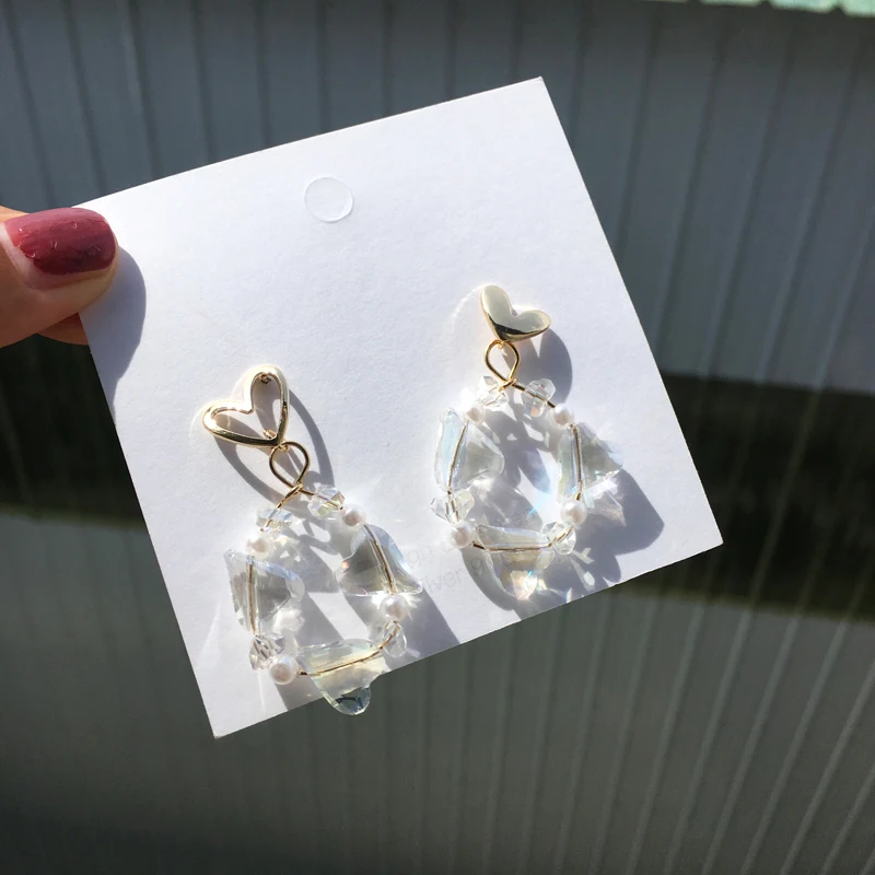 S925 игольчатые асимметричные серьги в форме сердца необычный дизайн милая