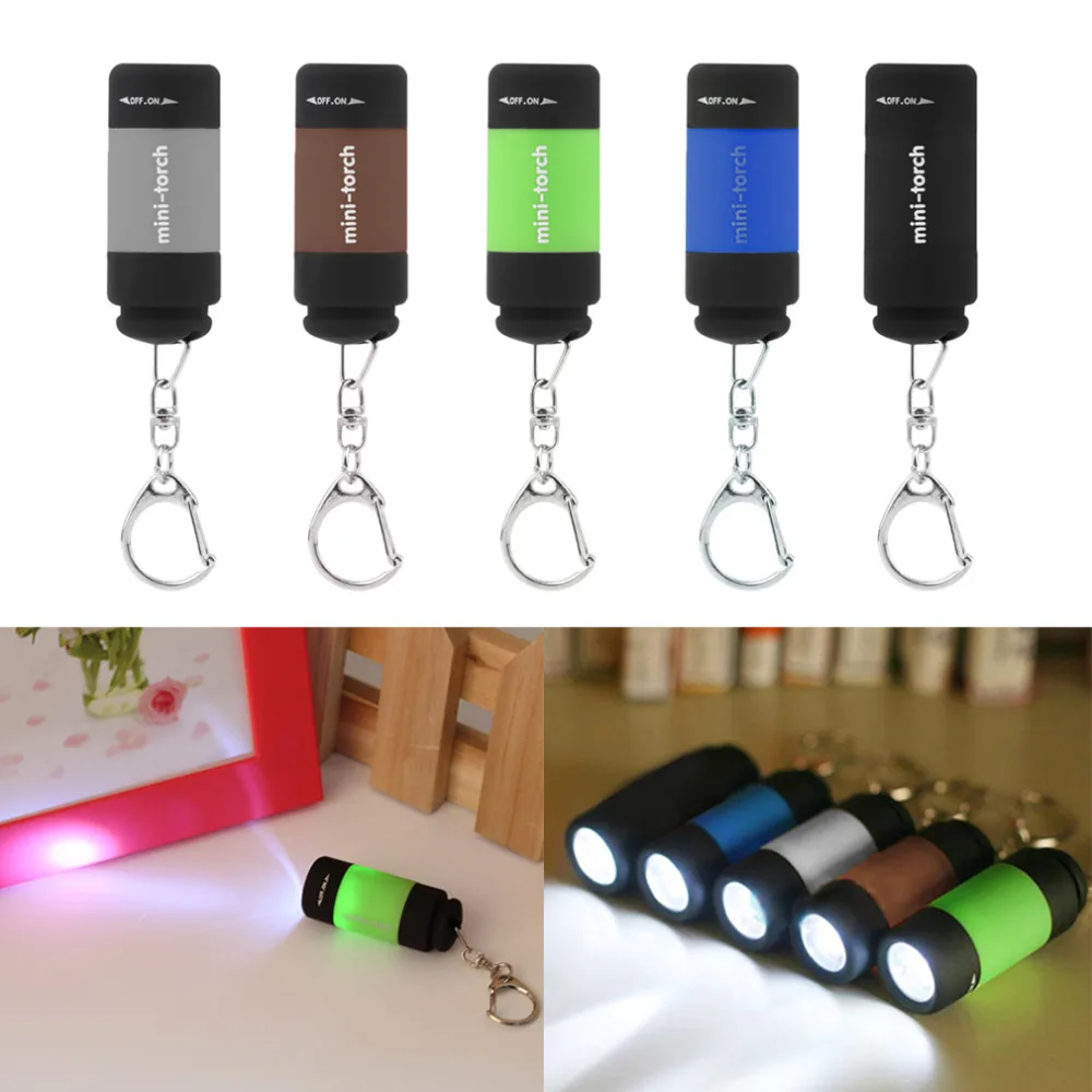 

LED Mini Flashlight Key Chain Portable Torch Outdoors Waterproof Built-in Battery USB Rechargeable Hiking Camping Flashlights