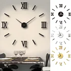 Современные внутренние римские настенные часы сделай сам, 3D акриловые зеркальные настенные наклейки, кварцевые часы для гостиной, часы, домашний декор, роспись, наклейки