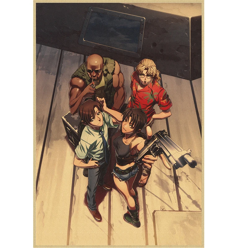 Винтажные постеры с аниме Черная Лагуна для дома бара гостиной Декор