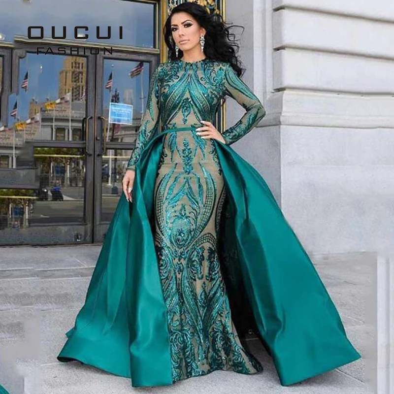 Женское вечернее платье с юбкой годе длинное атласное круглым вырезом и со