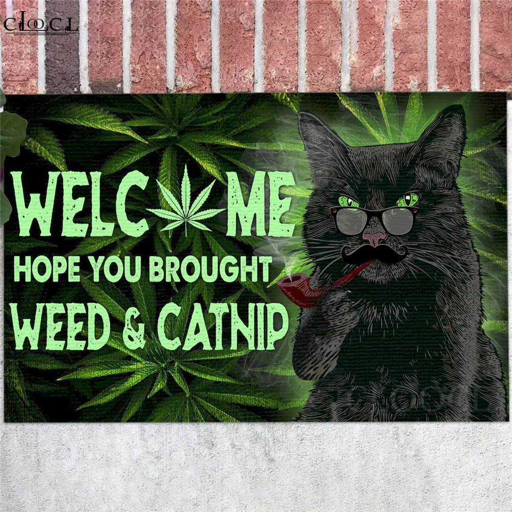 

CLOOCL фланелевые напольные коврики с 3D рисунком забавной кошки надпись Добро пожаловать надеюсь, что вы принесли сорняк и кошачья мята дверно...