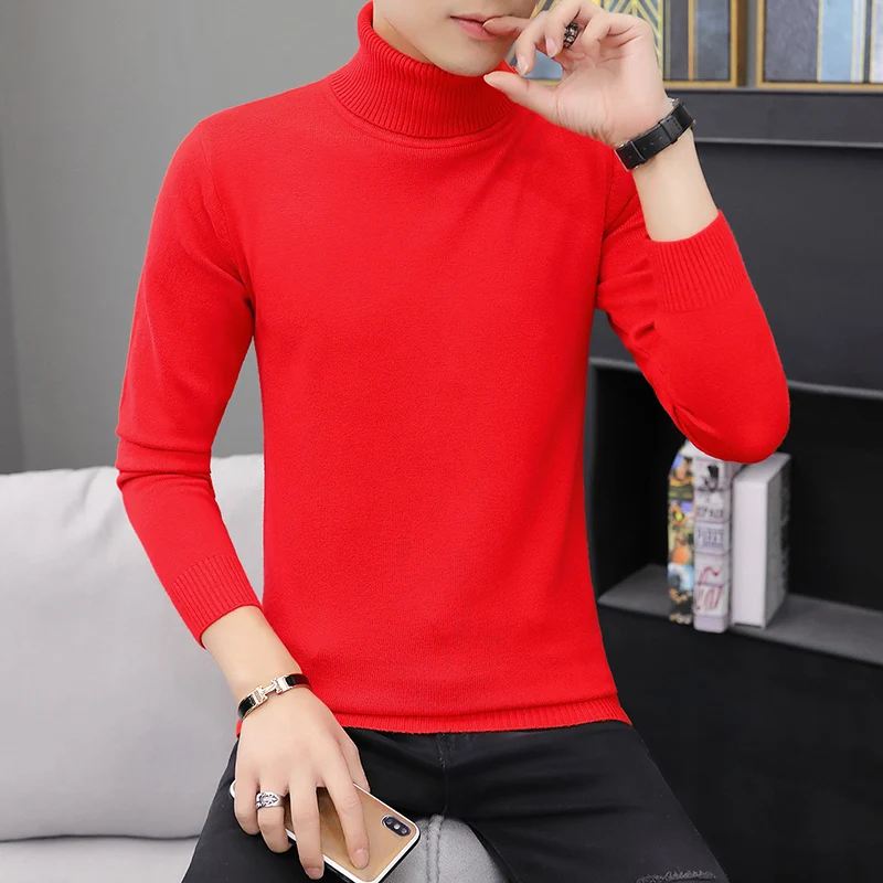

Solid color 6 colors turtle neck long sleeve pullover men's sweater thin handsome charming temperament fragrance spring