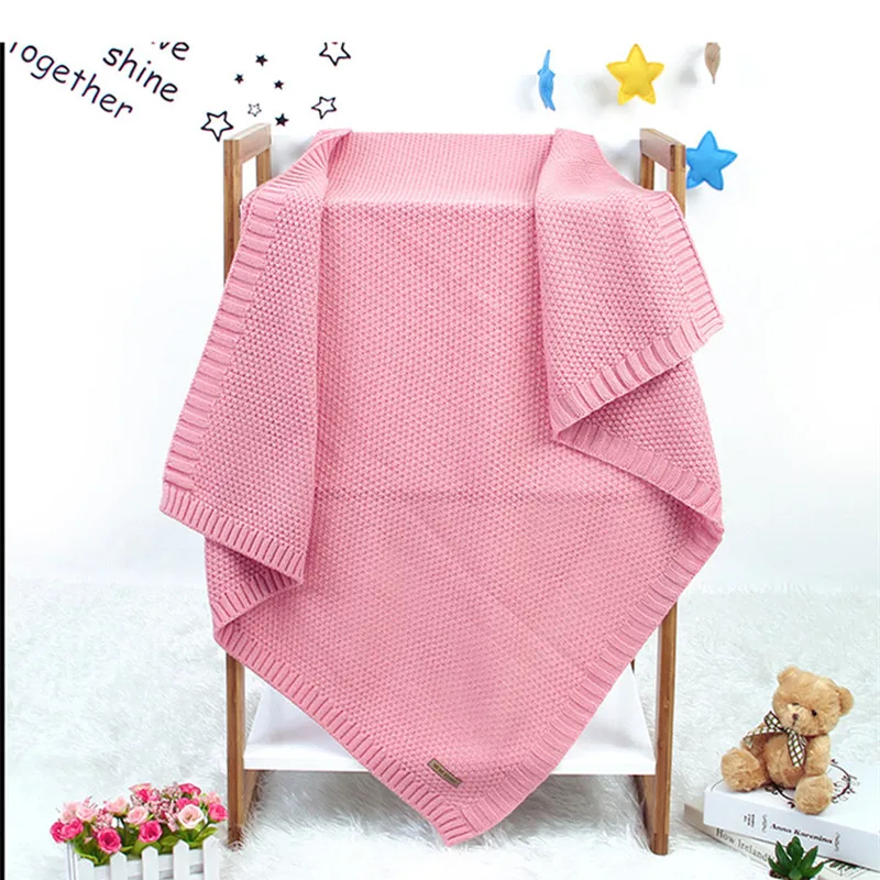 

Baby Knitted Blankets Newborn Cotton Swaddle Wrap Blankets Stroller Bed Crib Sheet 90*90cm Solid Color Toddler Bedding Towels
