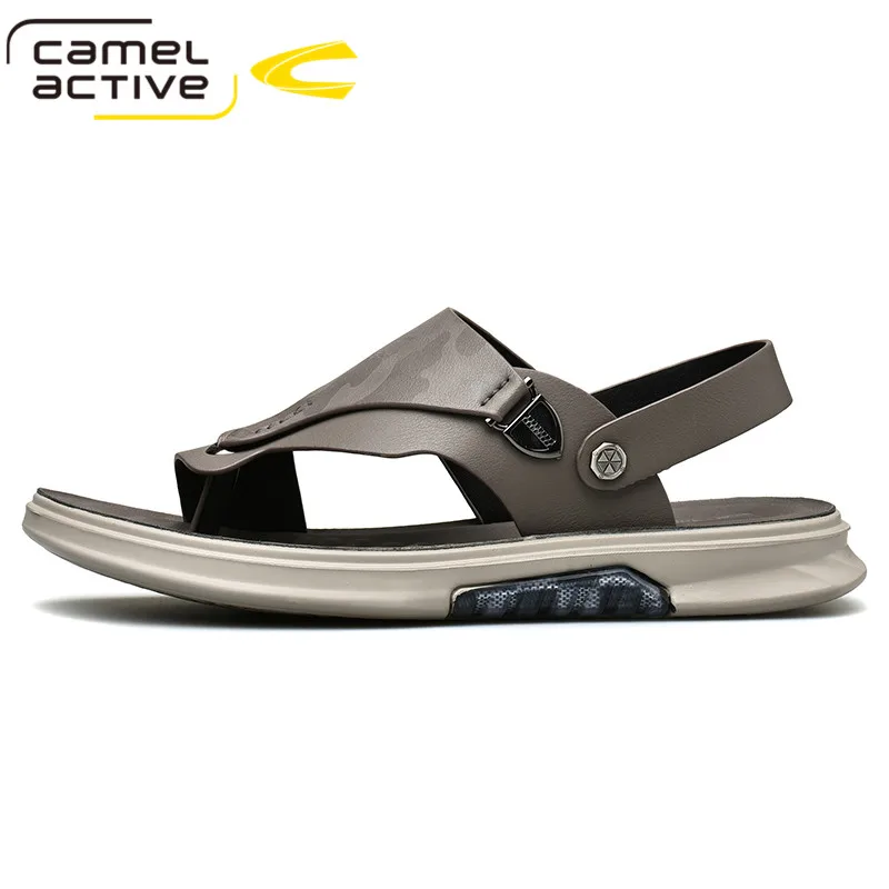 Мужские Пляжные босоножки Camel Active коричневые повседневные кожаные сандалии на