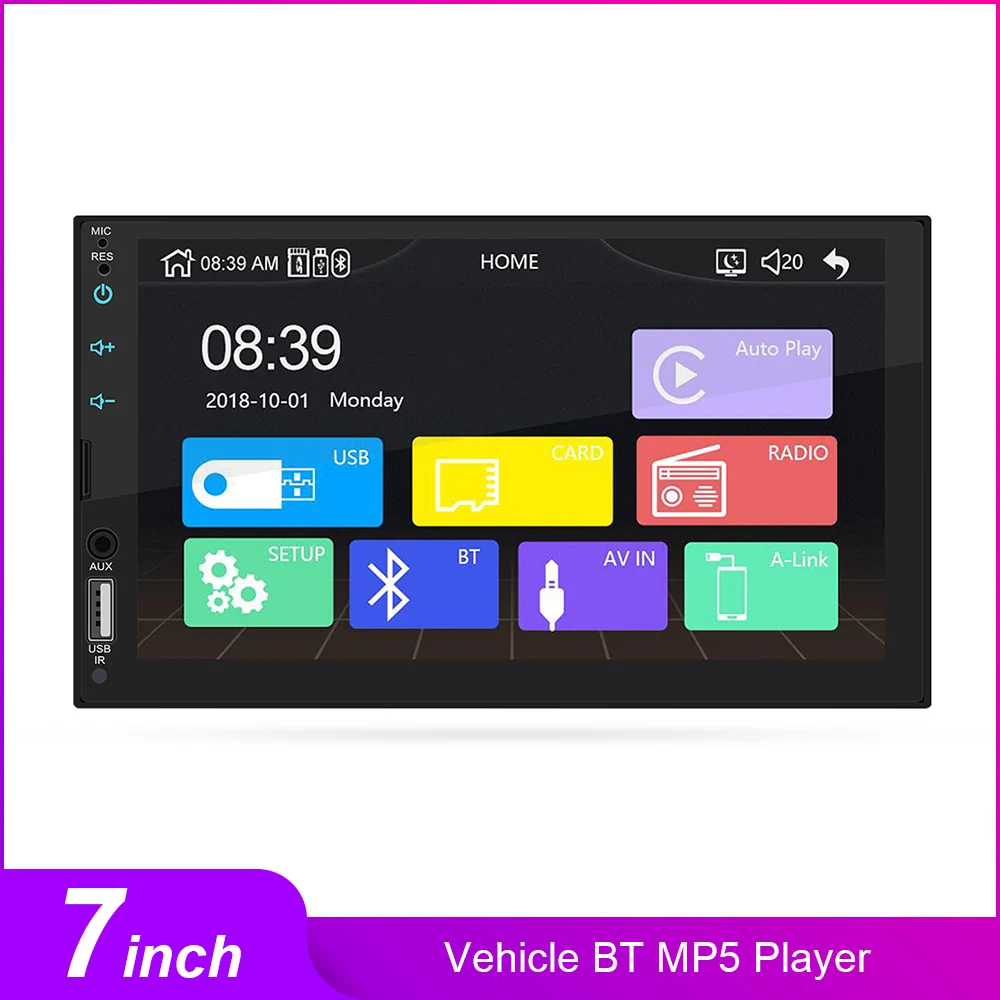 

2 Din Carplay Car Radio Auto Car Multimedia Player Bluetooth Auto Stereo Receiver 7" Touch Screen MP5 Player for iPhone/Android