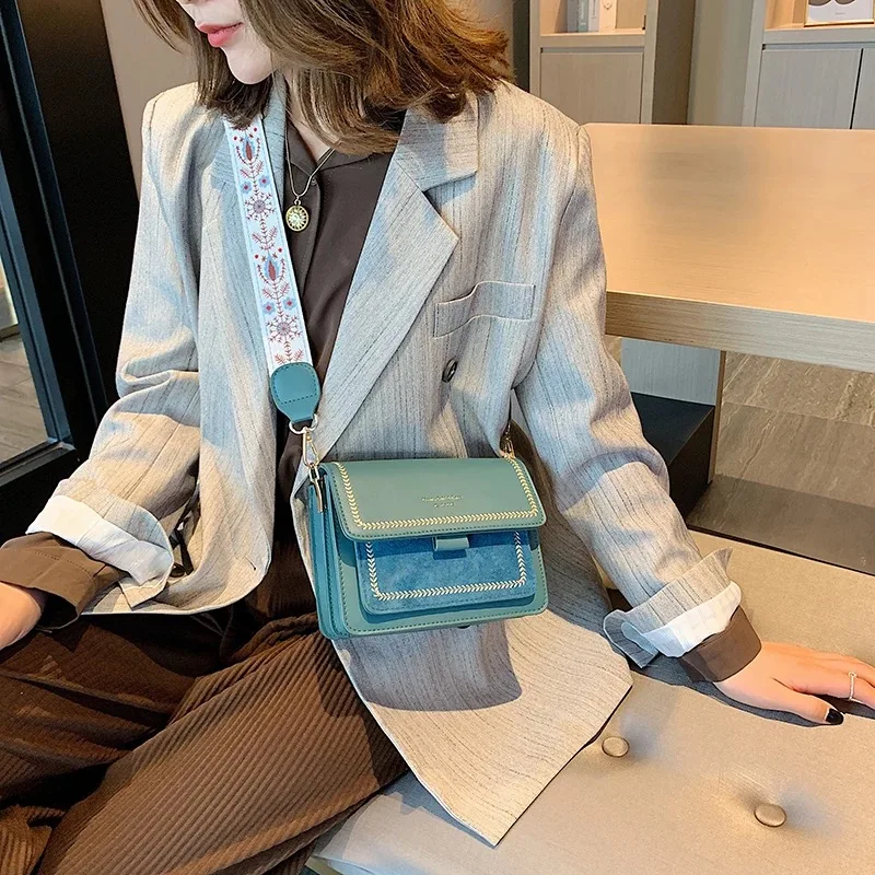 

Bolsos de lujo sac vintage new shoulder Bag Small Handbag Women Fashion Purse Simple Style Wide Shoulder Strap Messenger Bag