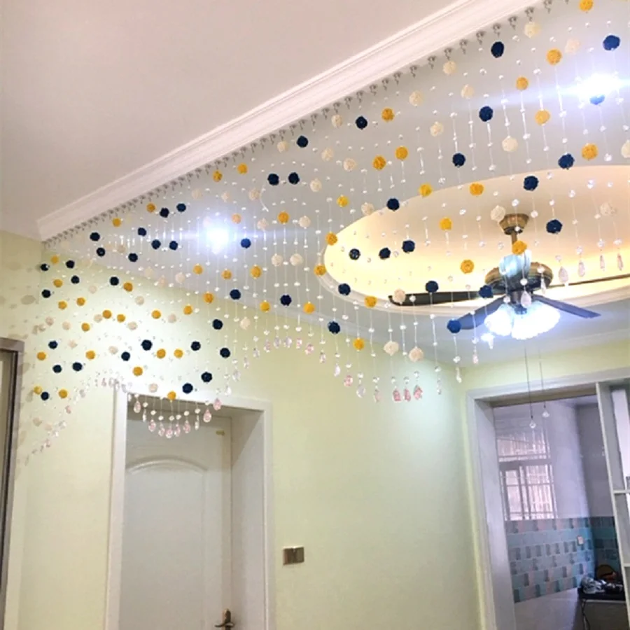 Креативный декор Хрустальная бусина занавеска из ротанга в средиземноморском