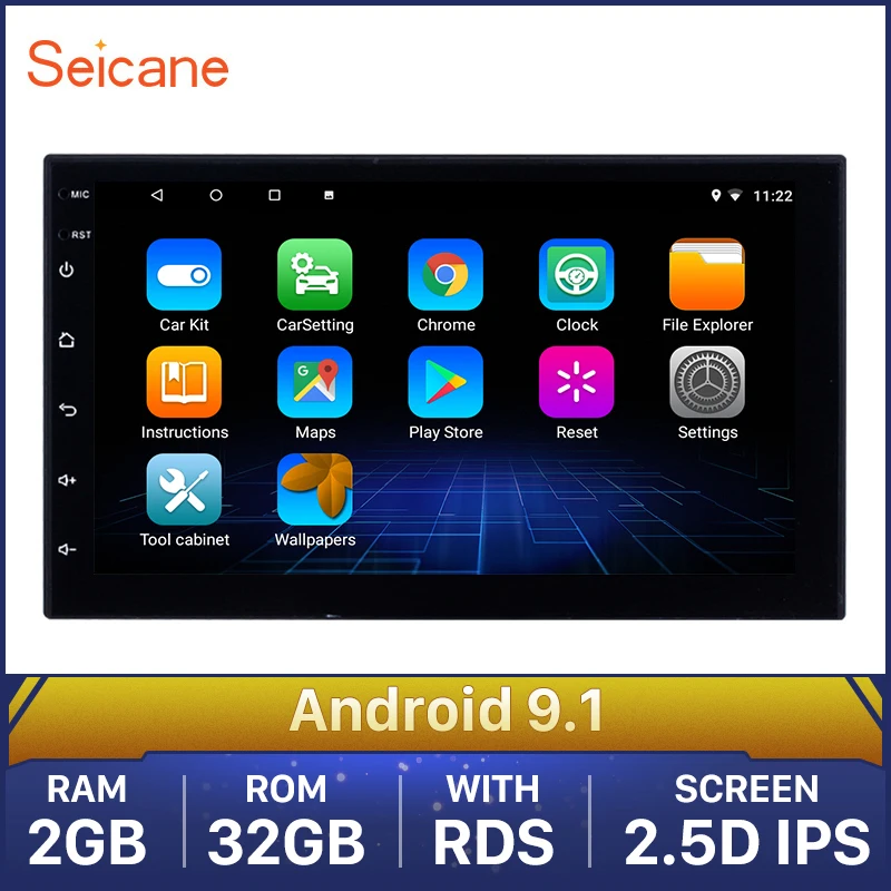 Seicane RAM 2 ГБ + ROM 32 Автомобильный мультимедийный блок плеер Android 10 0 2Din универсальный